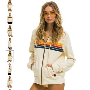 5 Stripe Hoodie - Vintage White - Aviator Nation Size Medium